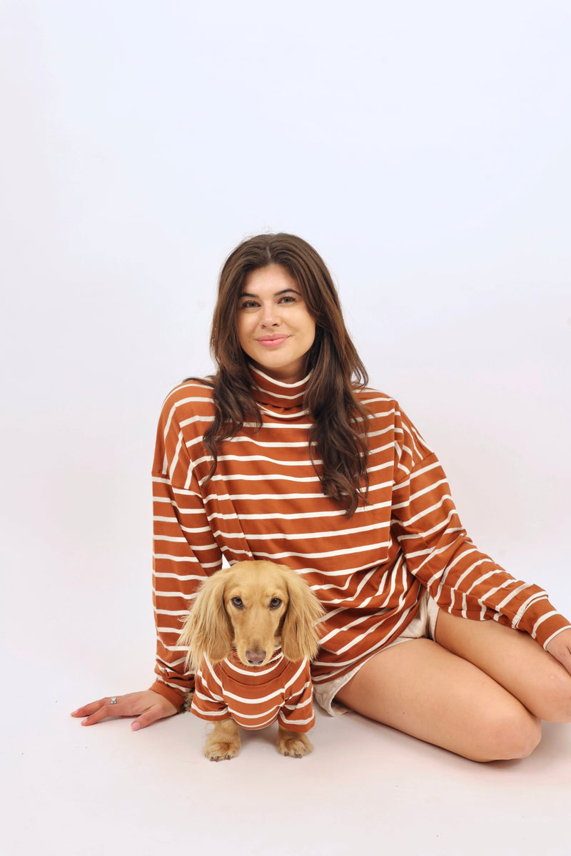 Brown Sugar and Charcoal Striped Set